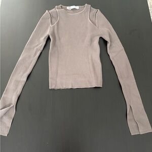 Zara Tan/Grey Fitted Cut Out long sleeve